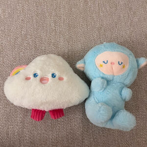 Cute Kawaii Plush Toy Set Cloud & Blue Lamb Doll Soft Stuffed Animal Bundle